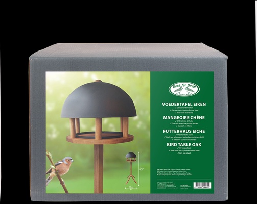 Mesa Comedero para Pajaros Redondo con Techo Negro